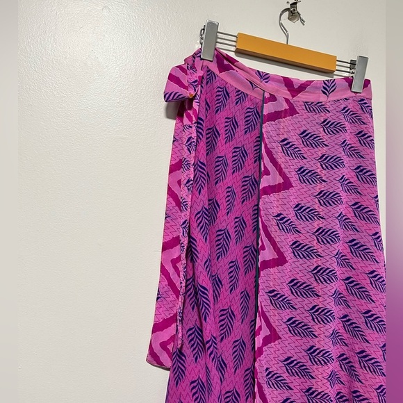 Orient Emporium Women’s Boho Floral Wrap Skirt - Pink & Teal - Size Medium - Picture 14 of 14
